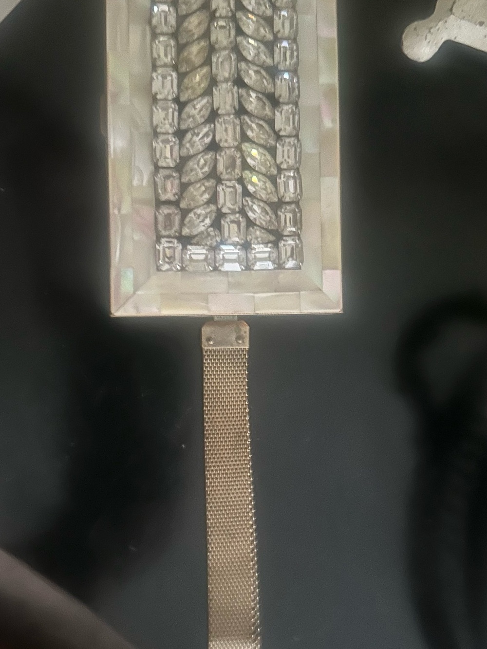 Vintage Jeweled Evening Clutch Purse with Mirror & Original Powder Puff